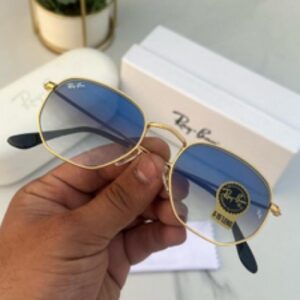 RAYBAN HEXAGONAL GOLD BLUE SHADED